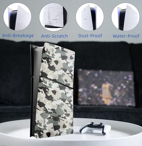 Image of Slim Digital Edition Cover Plates for New PS5 Slim Console, Shell Panels Compatible with New PlayStation 5 Slim Accessories Protective Replacement Faceplate (Gray Camouflage)