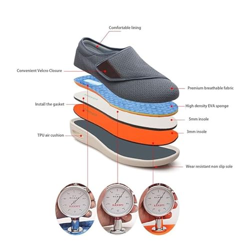 Mens Diabetic Edema Shoes, Summer Mesh Breathable Adjustable Orthopedic Diabetic Shoes for Men, Lightweight Wide Width Elderly Sneakers, for Elderly, Swollen Feet, Plantar Fasciitis2