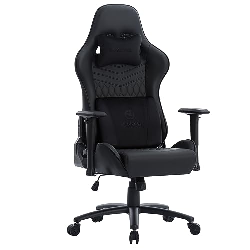resiova Gaming Chair for Adults,Ergonomic Office Computer Chair Racing Desk Chair,High Back Gamer Chair with Velvet Headrest and Lumbar Support,Pu Leather 350LBS Video Game Chair(Black) resiova Gaming Chair for Adults,Ergonomic Office Computer Chair Racing Desk Chair,High Back Gamer Chair with Velvet Headrest and Lumbar Support,Pu Leather 350LBS Video Game Chair(Black)