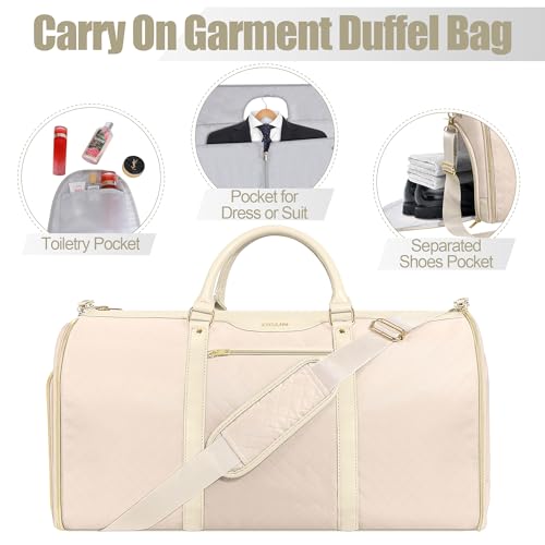 Ultimate 3-in-1 Garment Duffel Bag – Wrinkle-Free, Spacious 50L Capacity, Waterproof, Ideal for Business Trips & Weekend Getaways,Beige - Image 4