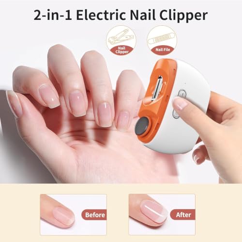 Image of AJIGNA MART Electric Nail Clippers Upgraded 2 in 1 Automatic - with Polishing, Dust Storage & LED Light, Nail File Toenail Trimmer, Safe for Seniors, Adults, Kids & Baby, Gifts for Women Men Mom Baby Adult Senior,USB Rechargeable Light 3 Speeds File Nail Clip