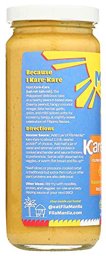 Fila Manila Kare-Kare – Filipino Peanut Simmer Sauce & Marinade – Savory Peanut, Garlic, & Onion, 12 Oz Jar, No Sugar Added, No Msg Added, Vegan, Gluten Free, Dairy Free, As Seen On Tiktok #TOP5