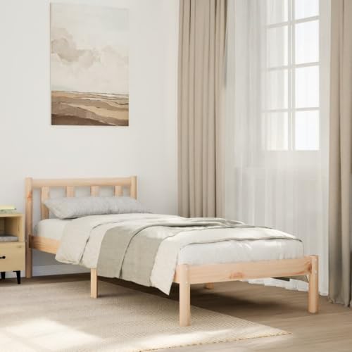 Myheimly Massivholzbett Kiefer Bettgestell Bett Holzbett Einzelbett Futonbett Bettrahmen Schlafzimmerbett Schlafzimmermöbel Extra Lang ohne Matratze...