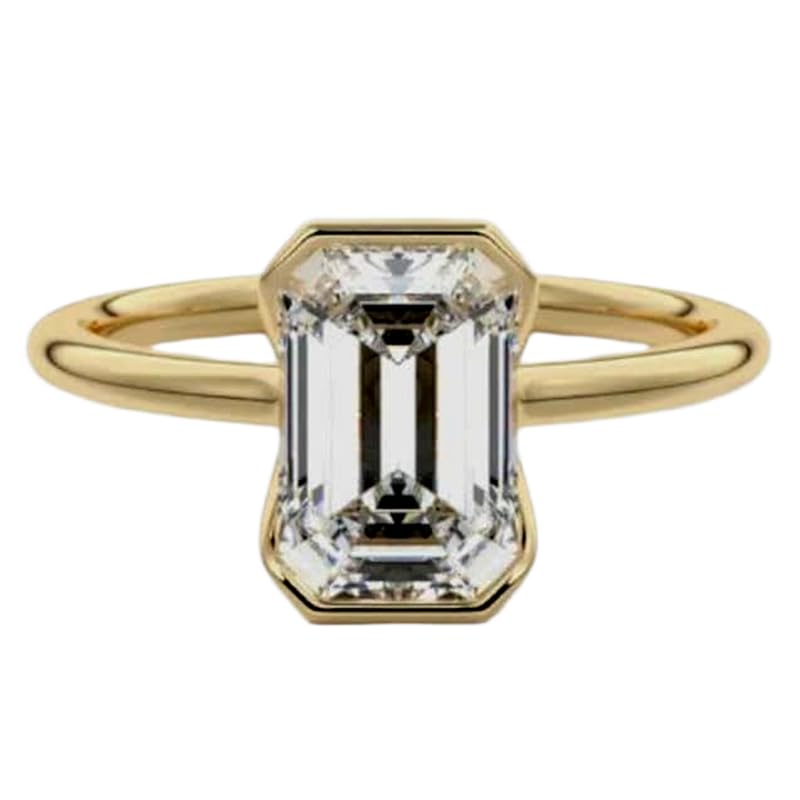 Bague solitaire en argent 925 et pierre CZ éclatante avec anneau plaqué or de haute joaillerie