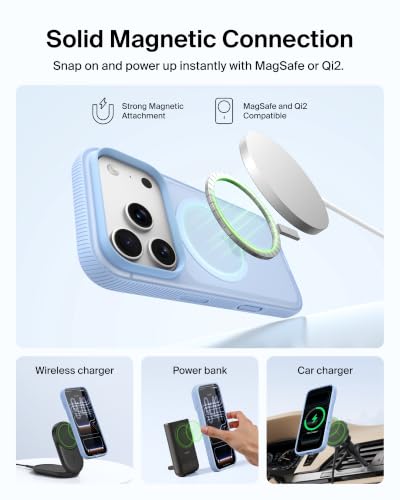 Image of Belkin Grip Case for iPhone 18 Pro /17 Pro, MagSafe & Qi2 Compatible, Up to 2m Military-Standard Drop Protection, Anti-Slip Grip, Nano-Titan Technology, Camera Control, Marina Blue