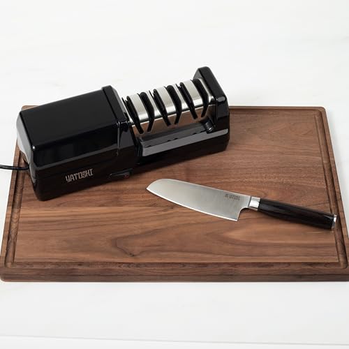 Yatoshi Electric Sharpener with Diamond Abrasives and Precision Angle Guides, 15-Degree Straight-Edge and Serrated Knives, 3 Stage - Image 6