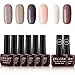 Gelllen Gel Nail Polish Set - 6 Colors With Top Coat Base Coat, Dusty Nude Shade Series Home Gel Manicure Set