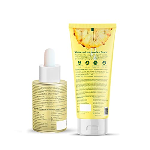 PLIX THE PLANT FIX 5% Pineapple Foaming Face Wash And Serum Combo for Pigmentation & Dark Spots, Dullness, Reveal l Brighter, Even Toned Complexion l All Skin Types