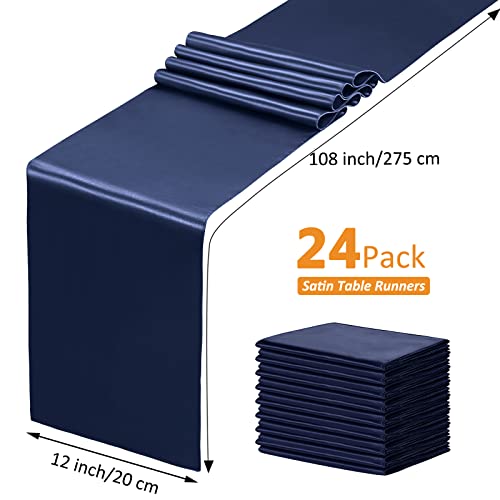SiinvdaBZX 24 Pcs Satin Table Runner 12 x 108 inches Long, Navy Blue Bright Smooth Satin Wedding Table Runner Decorations for Birthday Parties, Buffet, Banquets, Graduations, Engagements by SiinvdaBZX - Image 4
