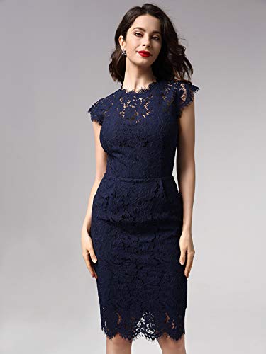 slim fit dress slacks Vintage Floral Lace Ruffle Half Sleeve Formal Evening Long Dress – Miusol main image 0
