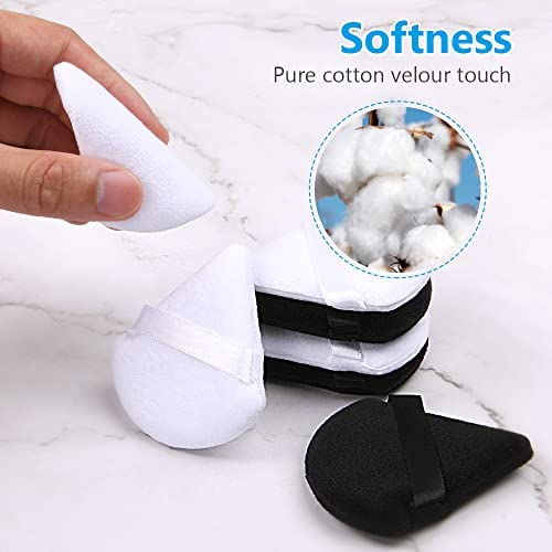 Vista 4 de 12 polvos de polvo, 2.76 pulgadas, algodón puro, suave, triangular, cuña, polvo para polvo, mineral, polvo corporal, algodón, terciopelo, base