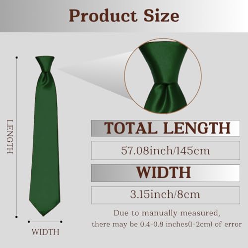 Image of WOXVM Men's Ties Classic Solid Satin Tie Pure Color 3.15 inch Mens Necktie, Premium Formal Black Ties For Men Business & Wedding