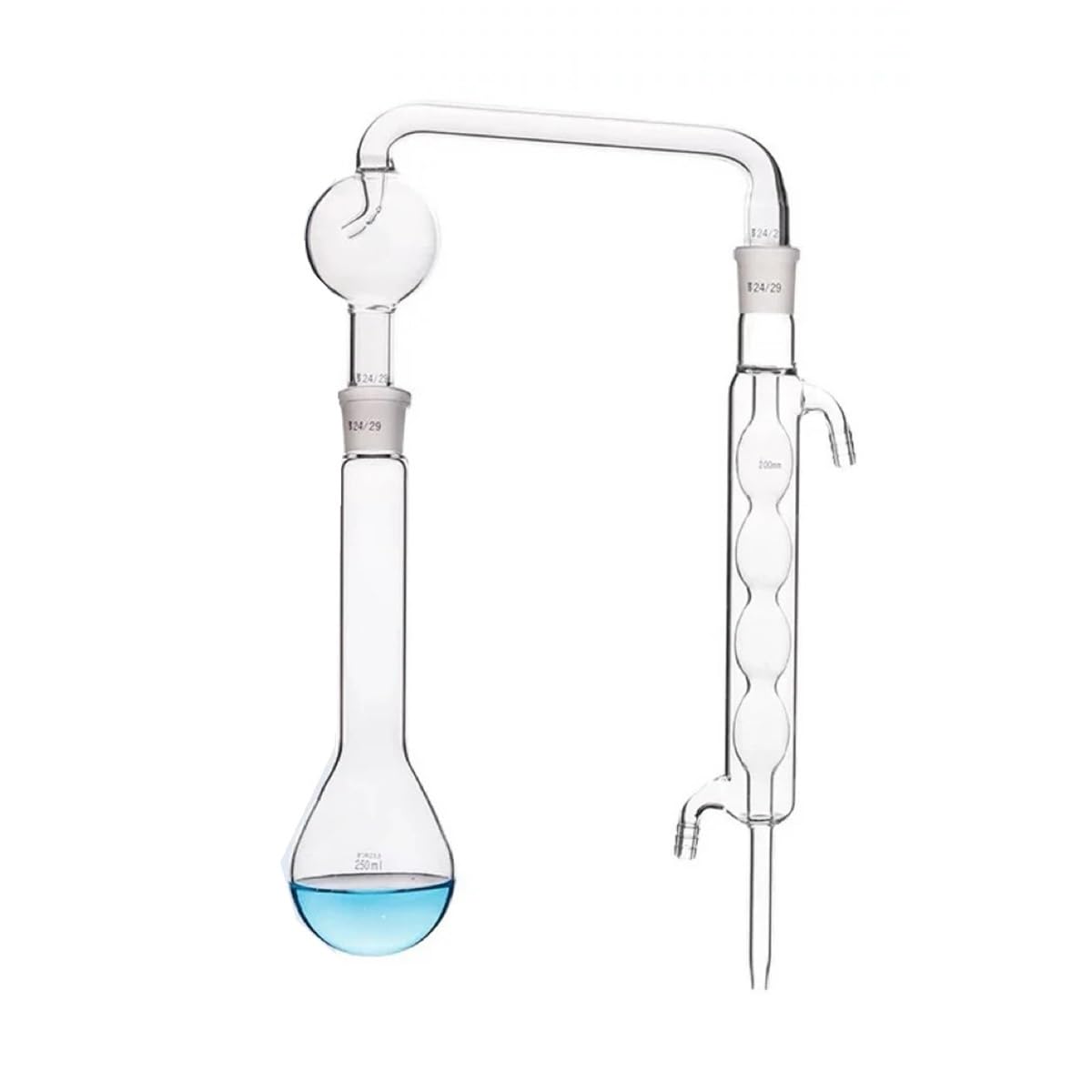 Equipos y suministros de laboratorio Kit de destilación 250 ml. Material vidrio for laboratorio. Aparato experimental