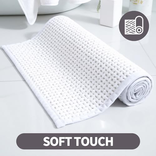 WARM HAVEN Washable Bathroom Rugs: 36x24 White Bath Mat – Non Slip Chenille Bathmat for Bathroom Floor & Shower