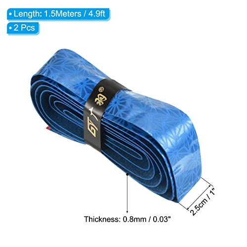 PATIKIL 4.9ft Racket Overgrip with Damping Ridges, 2 Pack PU Grip Tape Non-Slip Absorbent for Tennis Badminton Fishing Rod Blue - Image 2