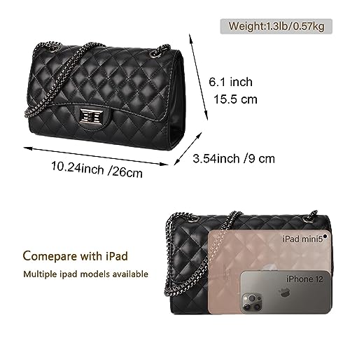 Image of Gladdon Quilted Crossbody Purse for Women Trendy Shoulder Bags | Stylish Shoulder Purse,Quilted Pattern,Structured bag,Chain Strap,Spacious Enough,Casual and Dressy Outfits,Any Occasion