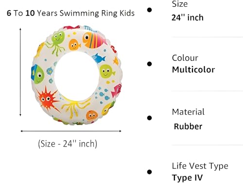 Image of Swim Ring Tube, Multi Color, 24 inch, 6-10 Years