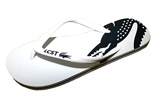 Lacoste FRONTFLIP LCR, Tongs pour Homme - Blanc - Weiß (WHT/NVY 042), 47 EU