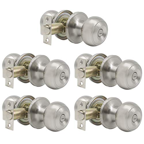 🛒 Crazy Deals Gobrico Modern Privacy Door Lock Satin Nickel Keyless Round knob for Bedroom or Bathroom 5Pack Free Shipping Over $50 Gobrico Modern Privacy Door Lock Satin Nickel Keyless Round knob for Bedroom or Bathroom 5Pack