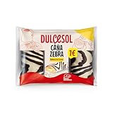 Dulcesol - Caña Zebra - Hojaldre con Cobertura Blanca y Rayas de Cacao, Rellena de Suave Crema, Pack de 3 Unidades en Envases Individuales - Bolsa 150g