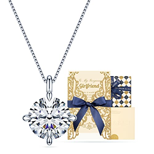 Gifts For Girlfriend, Anniversary Birthday Romantic Gifts For Her From Boyfriend, Valentine’s Day I Love You Gifts, Best Unique Christmas Jewelry Presents Silver 3 Carat Moissanite Diamond Necklace #TOP5