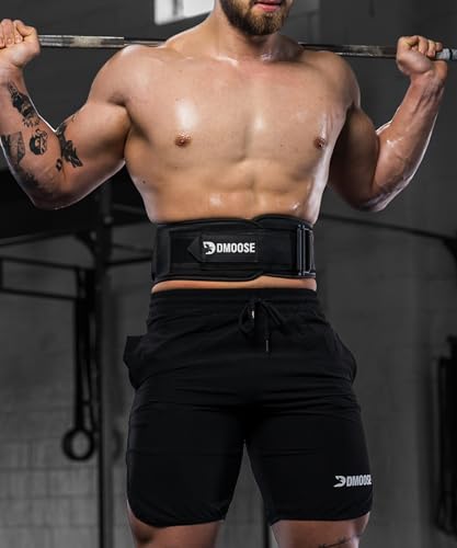 DMoose Fitness Weightlifting Belt for Men and Women, Workout and Exercise Support for Lower Back, Deadlifts and Squats, Posture Corrector for Powerlifting, Bodybuilding