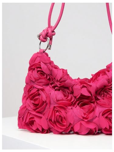 QWINEE Women's 3D Flower Clutch Purse Handbags Top Handle Shoulder Bags with Adjustable Strap4