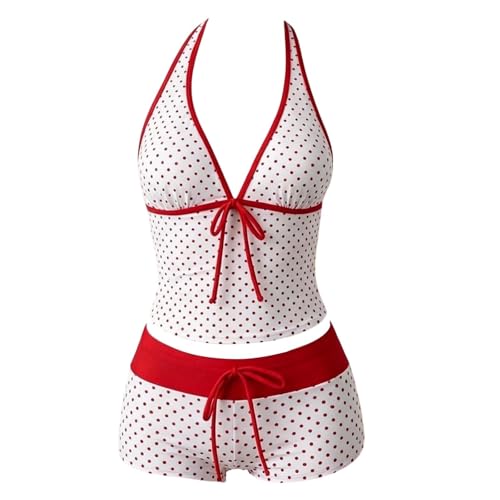 Maillot de bain deux pièces à pois culotte haute pour galber la silhouette