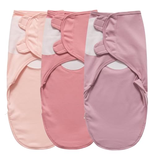 Image of Little Tots Swaddle Blanket for Baby Girl Boy Easy Change Infant Wrap 2 or 3 Pack Adjustable Sleep Sack for Newborn Babies 0-3 Month(Pale Peach, Peach Pink & Dusty Pink)