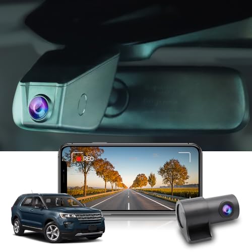 Fitcamx Front 2160P+Rear 1080P Dash Cam for 2011-2023 Ford Explorer with Auto Dimming/Rain Sensor (HD2-6275), OEM Look, Dual HD Video, Loop Recording, WiFi & APP, G-Sensor, Easy to Use, 128GB Card