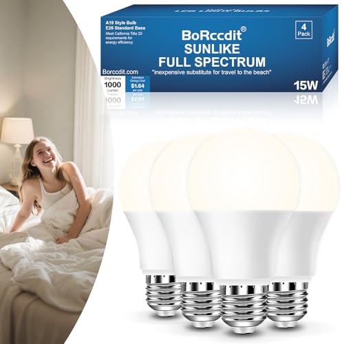 BoRccidt SunLike Full Spectrum Light Bulb LED 15W=100W, 5000K Daylight