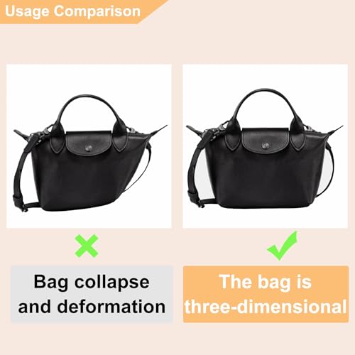 Image of Doxo Small Purse Organizer Insert for Handbags, Felt Neverfull BB Organizer Insert,Mini Tote Bag Organizer with Zipper Pocket, Fit Neverfull BB Longchamp Xtra Energy S and More, Beige-XS