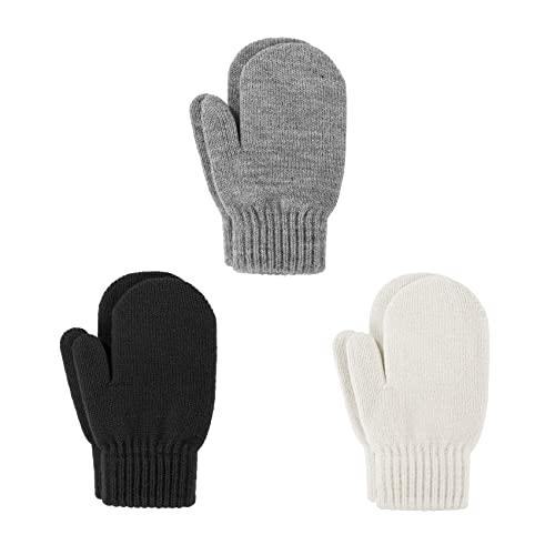 Durio Toddler Mittens for Kids Boys Girls - Soft Thick Knit Baby Gloves - Crochet Winter Gloves