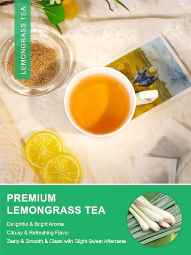 Image of TeeLux Lemongrass Tea Bags, Refreshing & Smooth Taste, Caffeine Free 100 ct | Natural Lemongrass Herbal Tea, Single Ingredient, Fresh Citrus Aroma, Sugar Free & Gluten Free, Hot or Iced