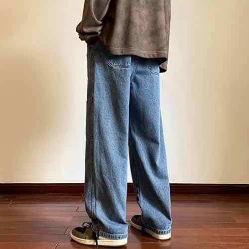 Streetwear Hip Hop Cargo Joggers Pants for Men Vintage Elastic Waist Drawstring Denim Waist Loose Fit with Pockets3