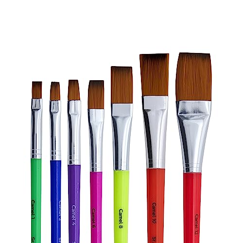 Image of Camlin Champ Flast Brush Set - Pack of 7 (Multicolor)