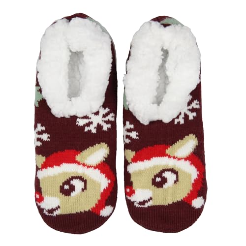Bioworld Rudolph The Red-Nosed Reindeer Christmas Holiday Slipper Socks Fleece Lined2