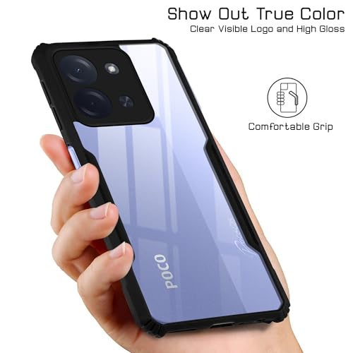 Image of Jkobi Hybrid Back Cover Case for Poco C85 5G (Shockproof with Polycarbonate Clear Panel | Professional Black)
