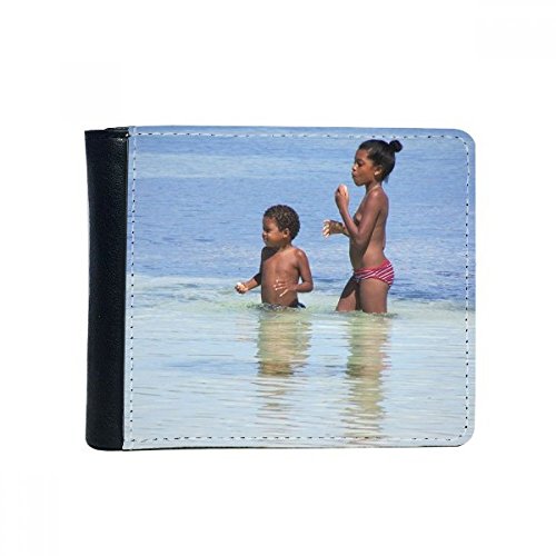 Billetera de cuero de imitación con diseño de olas del mar foto África para niños