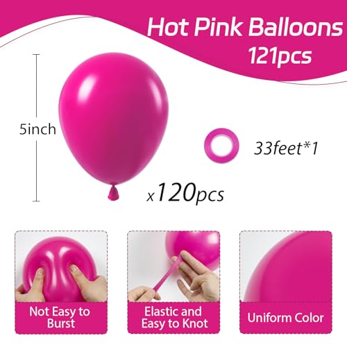 Image of Awenztech 120pcs 5 inch Hot Pink Latex Balloons