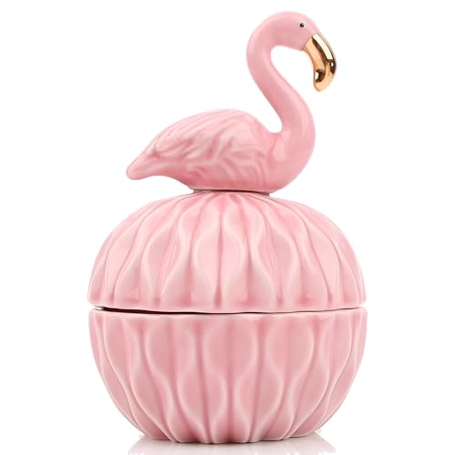 Flamingo Trinket Box,Cute Animals Ceramic Canister,Home Decorative Storage Jars,Jewelry Storage,Lid Jewelry Keepsake Jar,for Candy Coffee Tea Sugar Cookie Jewelry Wedding Birthday Party