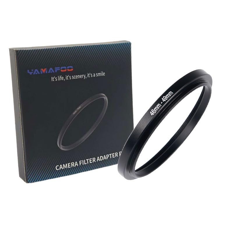 YAMAFOO 46mm to 49mm Step-Up Ring/Step Down Rings Filter Adapter for All Brands UV ND CPL Metal Ring Step-Up Rings Adapter Filter,Black (46-49)