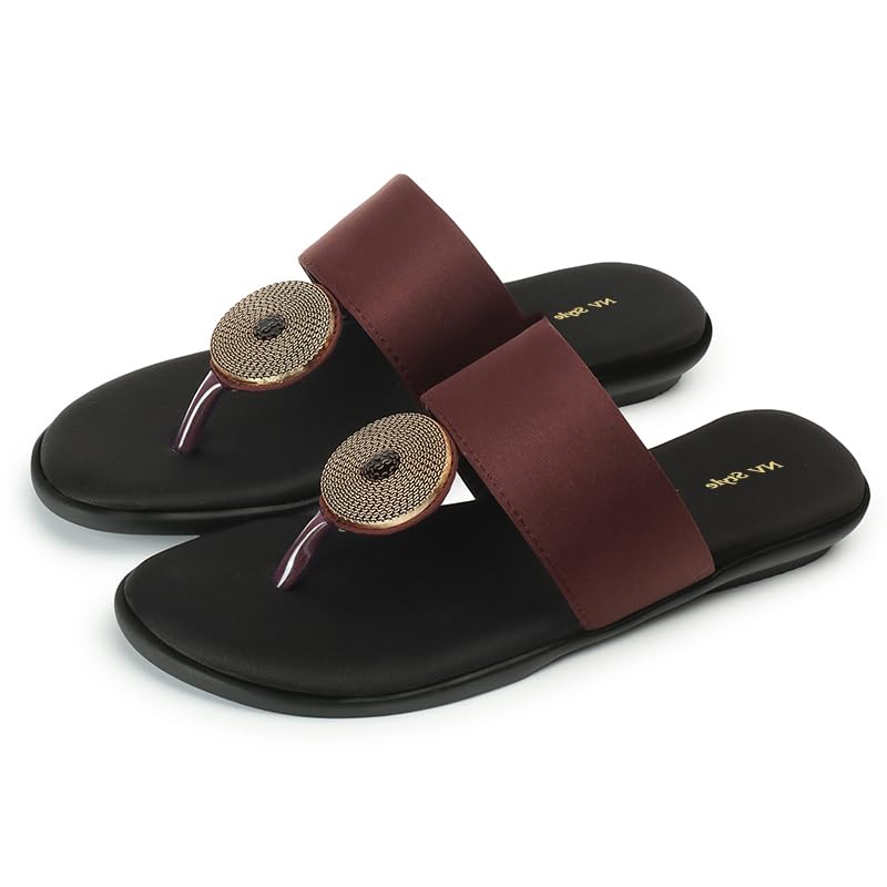 Women's and Girls Synthetic Flat Slipper | Comfortable TPR Sole Slip-On Casual Peach Sandals Lightweight Footwear for Office Casual-image-2