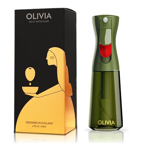 FLAIROSOL OLIVIA 200ml Glas-รlsprรผher - Kontinuierliche รlsprรผhtechnik mit Portionskontrolle - Vielseitiger รlzerstรคuber zum Kochen, Salat, Grillen, Backen und fรผr weitere Szenarien (Grรผn)