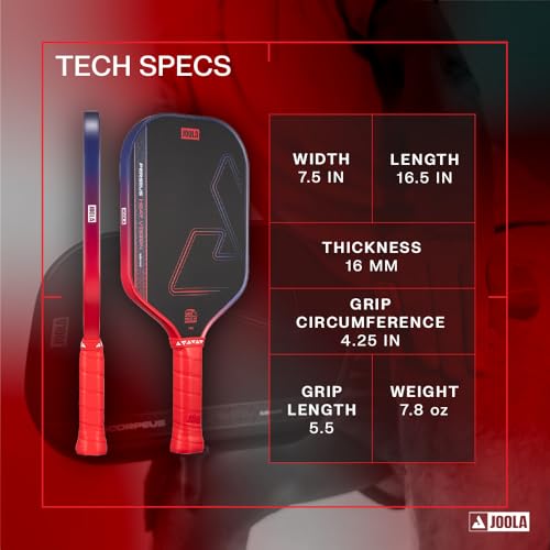 Image of JOOLA Perseus Heat Vision 16mm Pickleball Paddle - Textured Carbon Fiber Surface for Spin - SK Film for Reduced Vibration - USAP Approved - NFC Chip Enabled