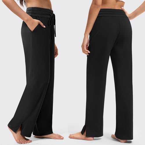 Yoga Pants Women Wide Leg Pants with Pockets Drawstring High Waist Stretch Dress Pants Lounge Sweatpants 29"/31"/33"2