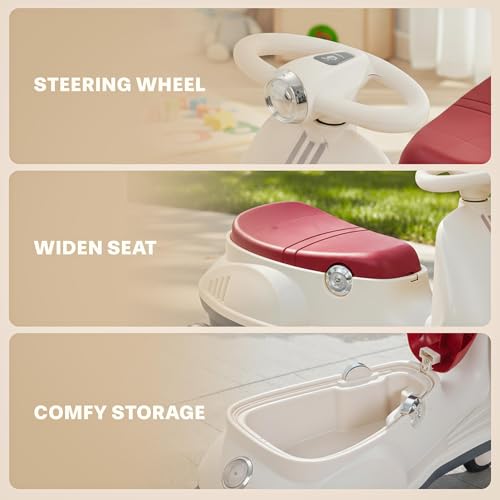 Image of Baybee Gliddo Baby Swing Car for Kids with LED Lights & Music | 360 Steering Twister Push Ride On with Wide Seat, Storage & Smooth Glide | Wiggle Magic Car for Boys & Girls Aged 3+ Years (Sandal)