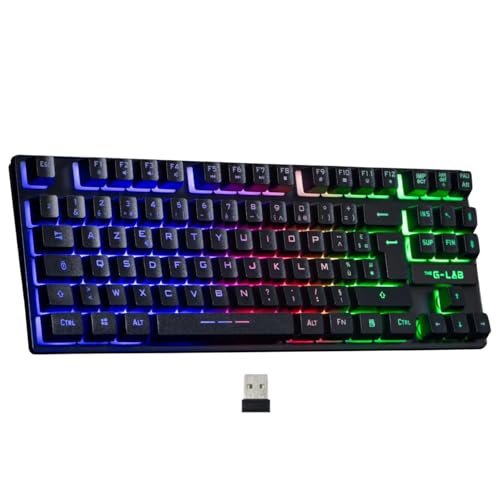 The G-Lab - Keyz Caesium TKL WL - Teclado Gaming inalámbrico, Compacto sin Teclado Numérico, Layout Español - Bluetooth RGB, Batería de Larga Duración para PC/PS4/PS5 - Nuevo