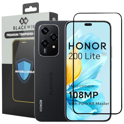 Image of Blackwik Tempered Glass Screen Protector for HONOR 200 Lite with Edge-To-Edge Protector Coverage | Easy Installation Kit (Black)