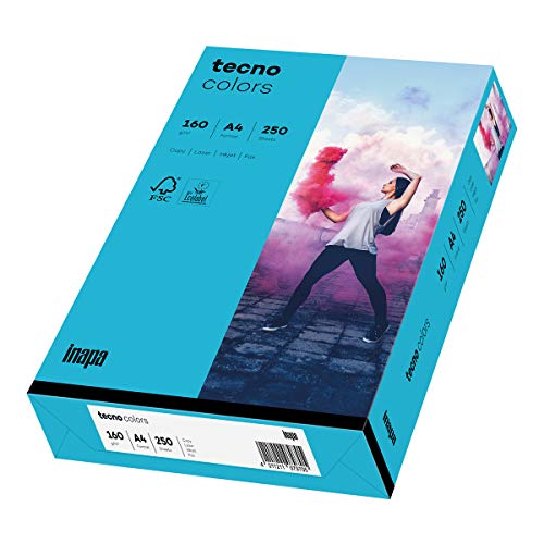 inapa farbiges Druckerpapier, buntes Papier tecno Colors: 160 g/m², A4, 250 Blatt, blau